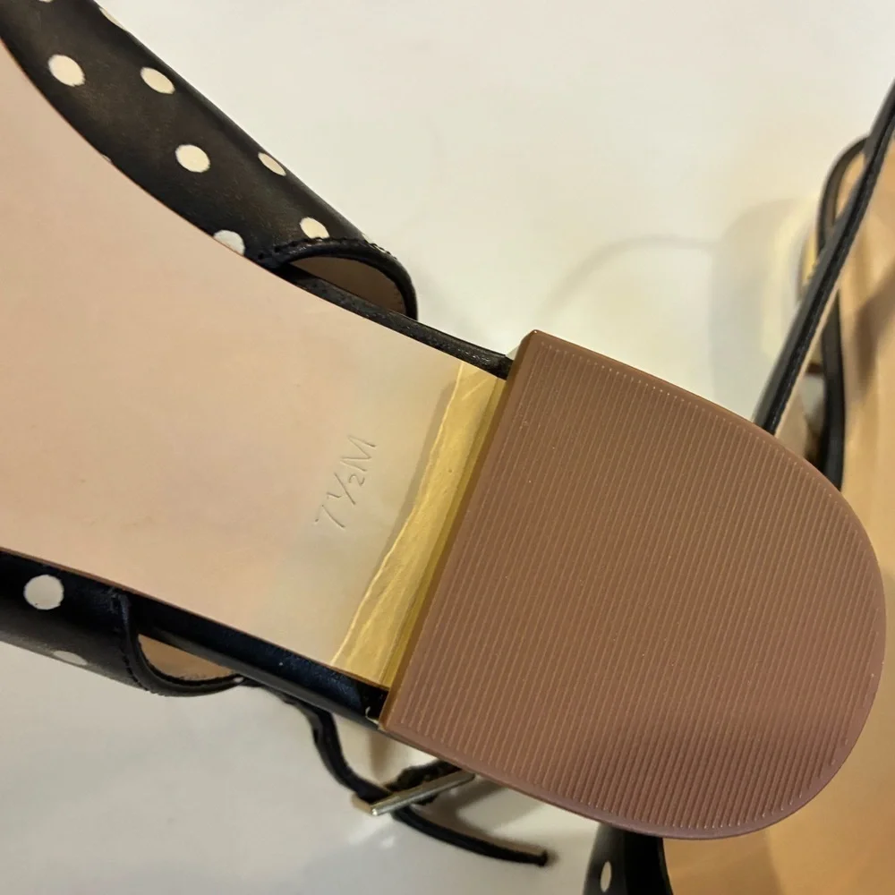 Talbots black and white polka dot ankle strap heels size 7.5 new